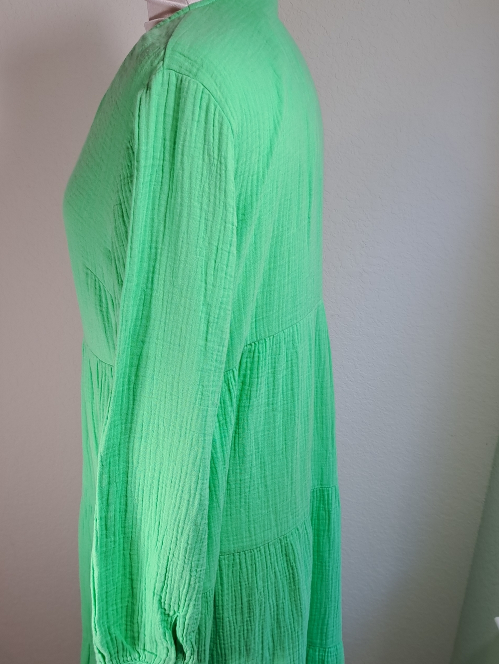 Universal Thread NWT Long-Sleeve Tiered Maxi Dress Bright Green Pockets Cotton S - Picture 5 of 11